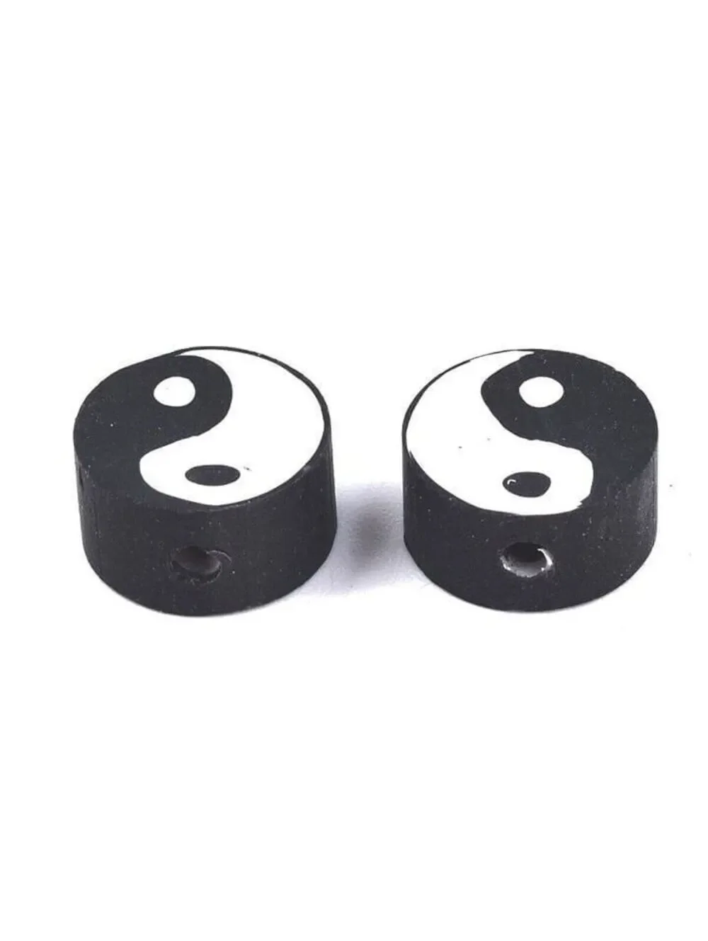 Handcrafted Black White Yin Yang Mindfulness Zen Round 10mm Coin Beads 10 pcs